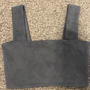 Susana Monaco Gray Sleeveless Fitted Crop Tank Top